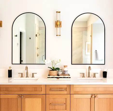 Bathroom vanity with two mirrors