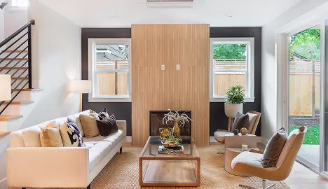 Living room with fireplace
