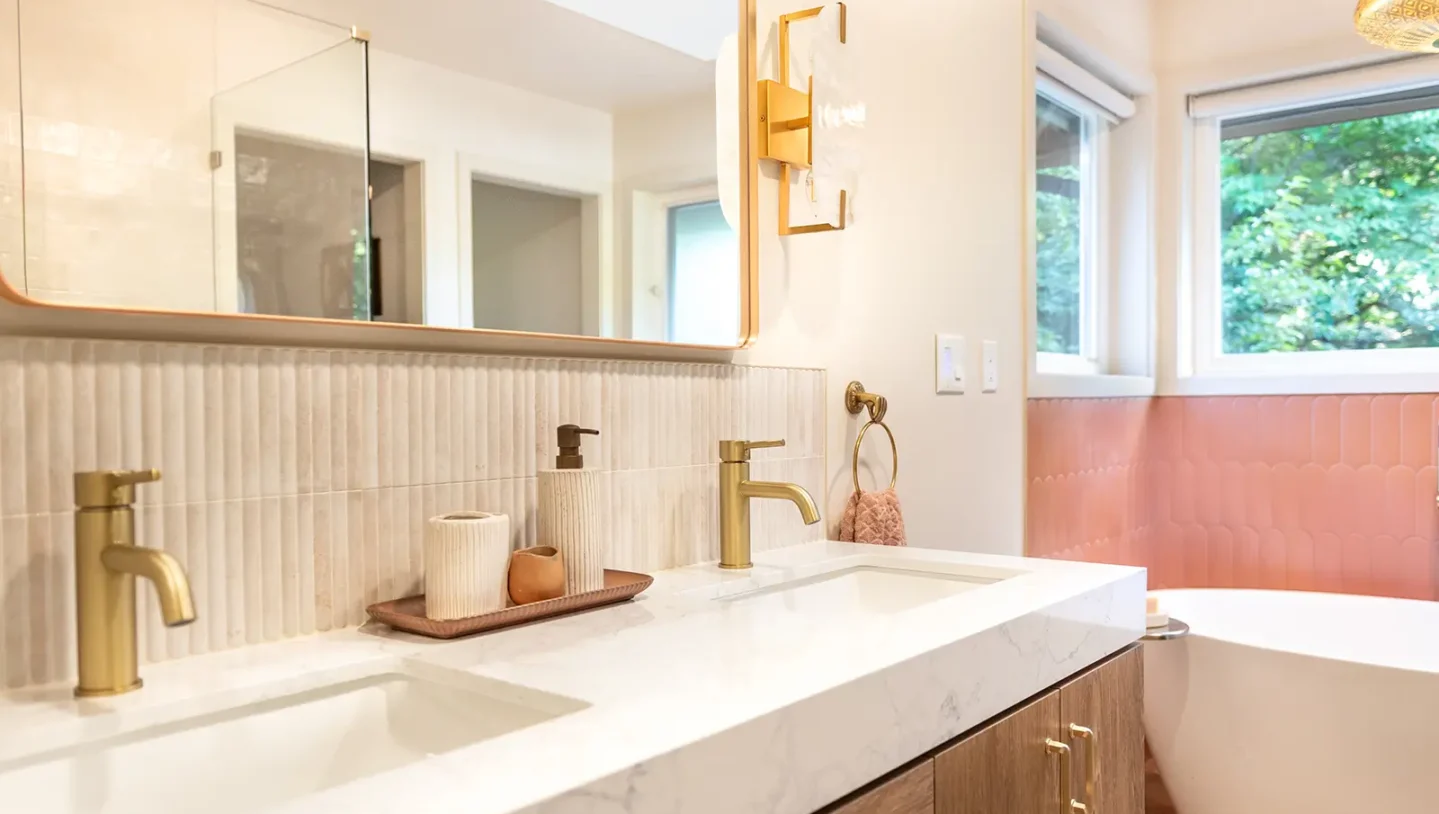 Bathroom renovation with mosaic wall tiles