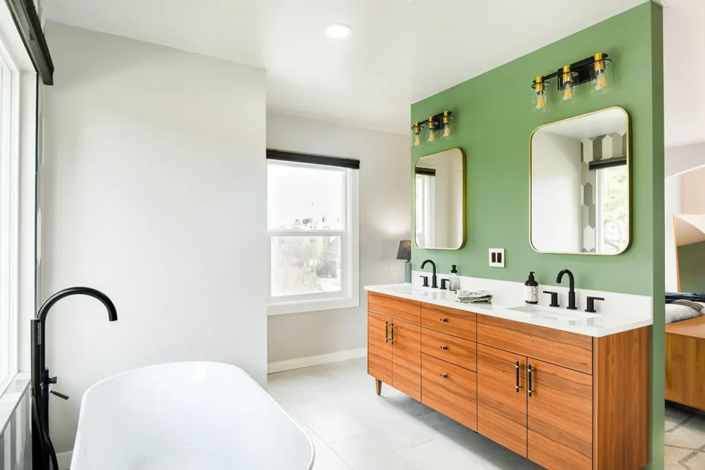 Bathroom renovation with updated lighting