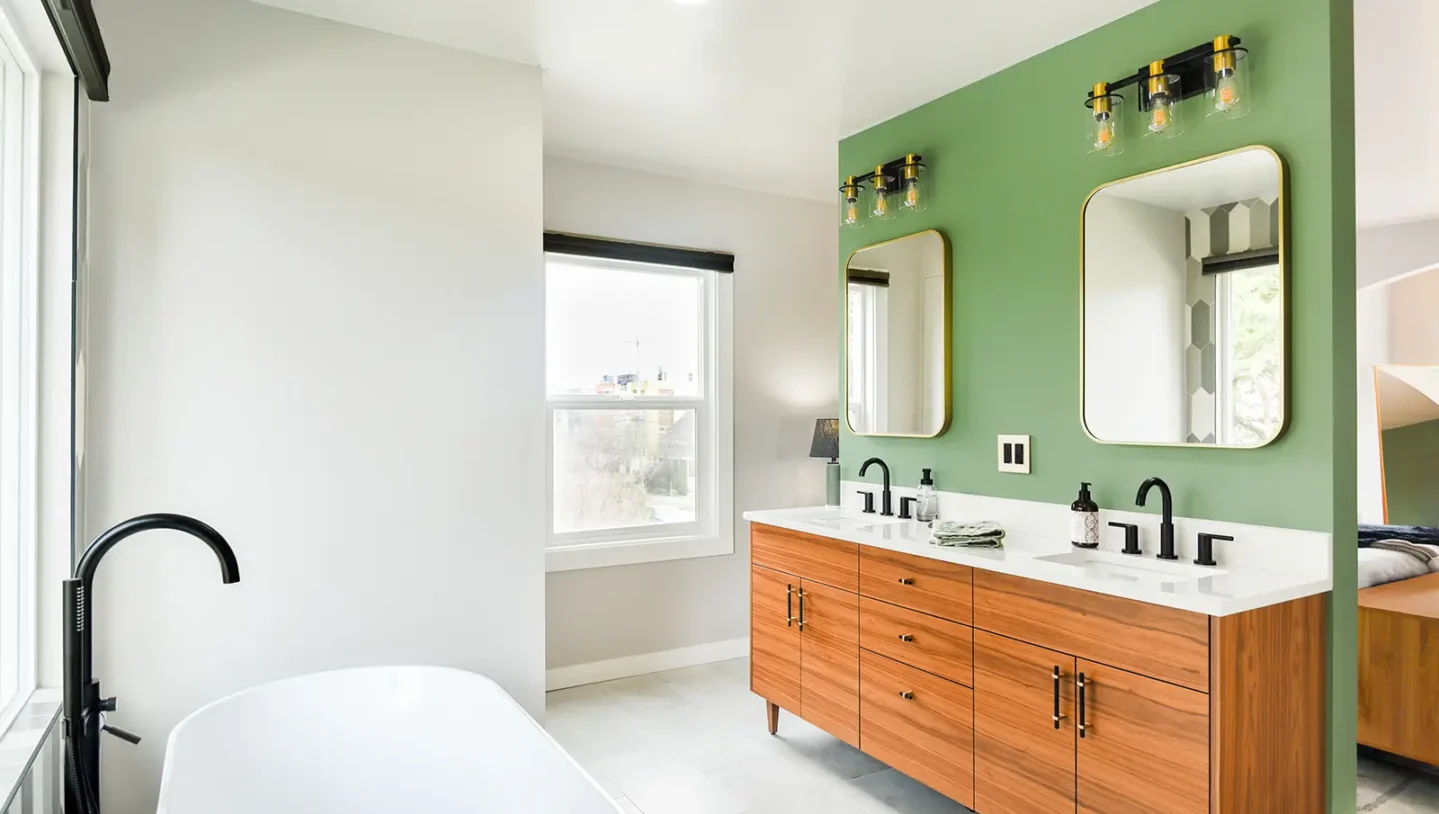 Bathroom renovation with updated lighting