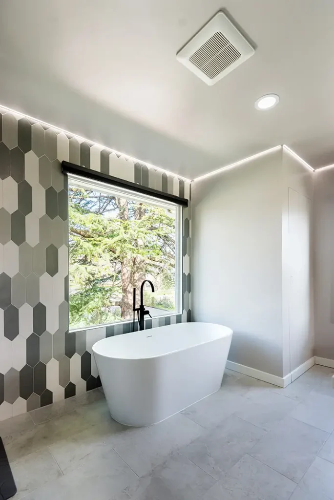 Custom bathroom renovation with soaking tub