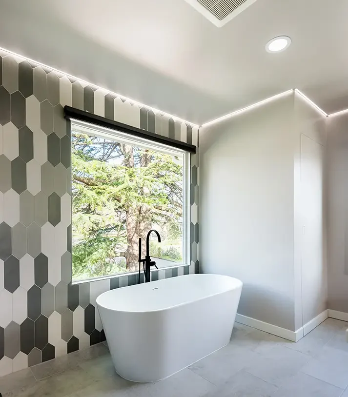 Custom bathroom renovation with soaking tub