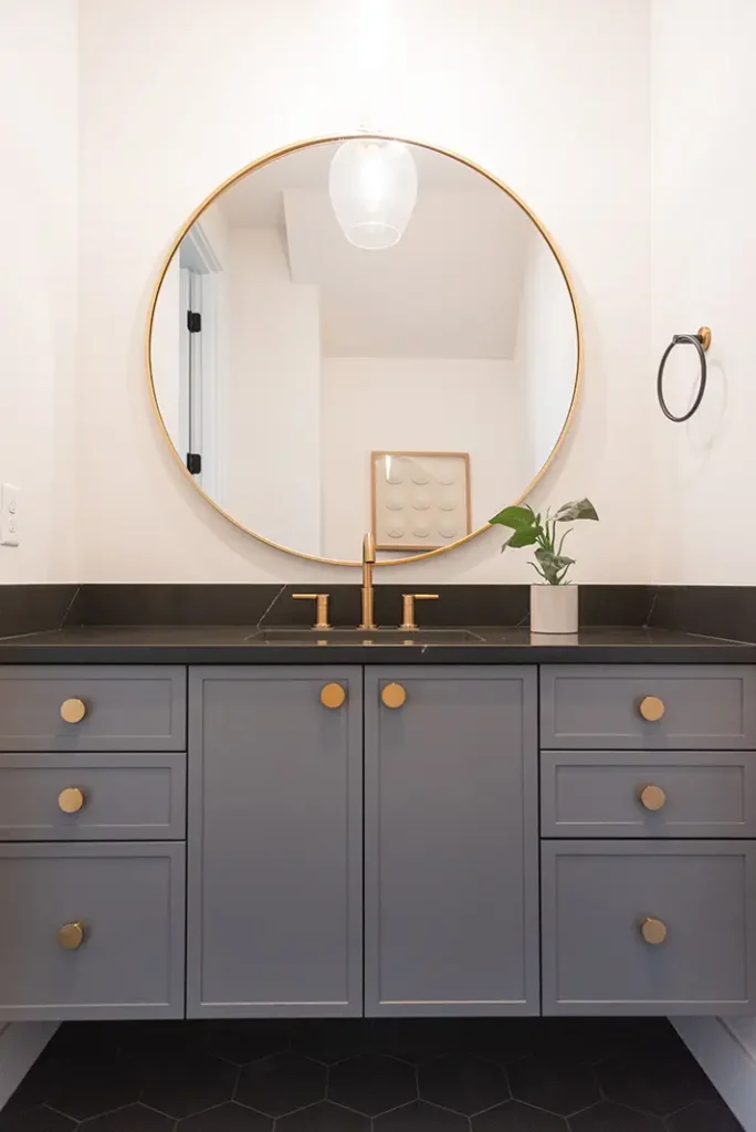 Bathroom remodeling with new floor tiles