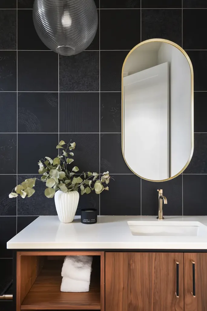 Custom bathroom remodeling with double sink
