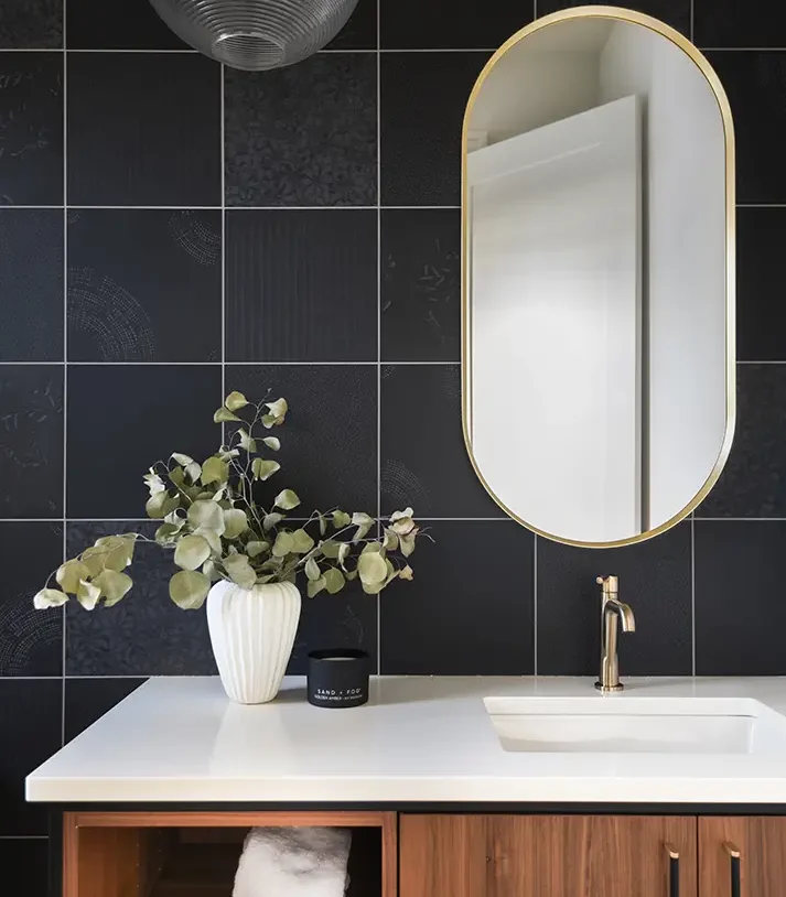 Custom bathroom remodeling with double sink