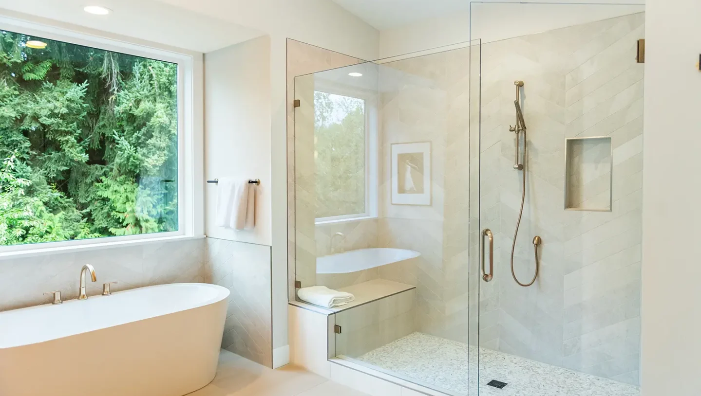 Bathroom renovation featuring subway tiles